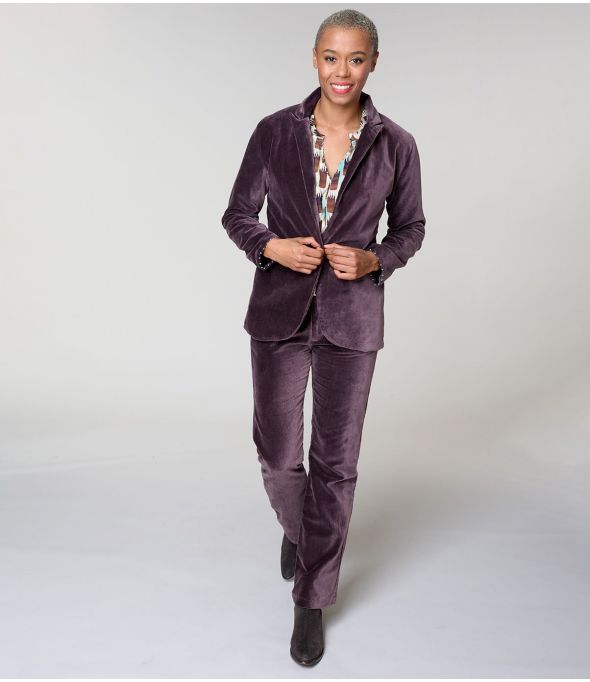 SASHA VELOURS UNI PRUNE PANTALON en Coton - - Storiatipic