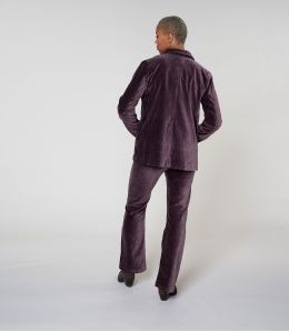 PANTALONE SASHA IN VELLUTO DI COTONE TINTA UNITA PRUGNA - - Storiatipic PANTALONE SASHA IN VELLUTO DI COTONE TINTA UNITA PRUGNA - - Storiatipic