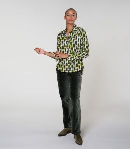 SASHA VELOURS UNI KAKI PANTALON en Coton - - Storiatipic SASHA VELOURS UNI KAKI PANTALON en Coton - - Storiatipic