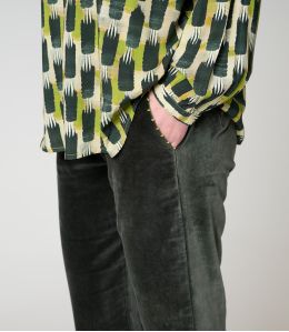 SASHA VELOURS UNI KAKI PANTALON en Coton - - Storiatipic SASHA VELOURS UNI KAKI PANTALON en Coton - - Storiatipic