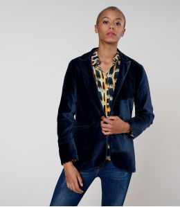 PAULE VELOURS UNI MARINE VESTE en Coton - - Storiatipic PAULE VELOURS UNI MARINE VESTE en Coton - - Storiatipic