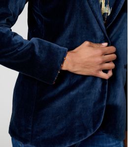 PAULE VELOURS UNI MARINE VESTE en Coton - - Storiatipic PAULE VELOURS UNI MARINE VESTE en Coton - - Storiatipic
