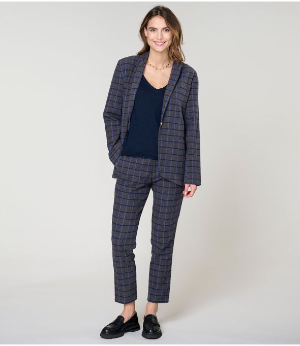 MARIUS PANTALONE IN COTONE TARTAN BLU - - Storiatipic