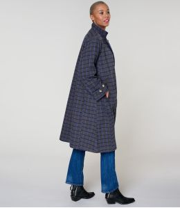 GUSTAVE CAPPOTTO IN COTONE TARTAN BLU - - Storiatipic GUSTAVE CAPPOTTO IN COTONE TARTAN BLU - - Storiatipic