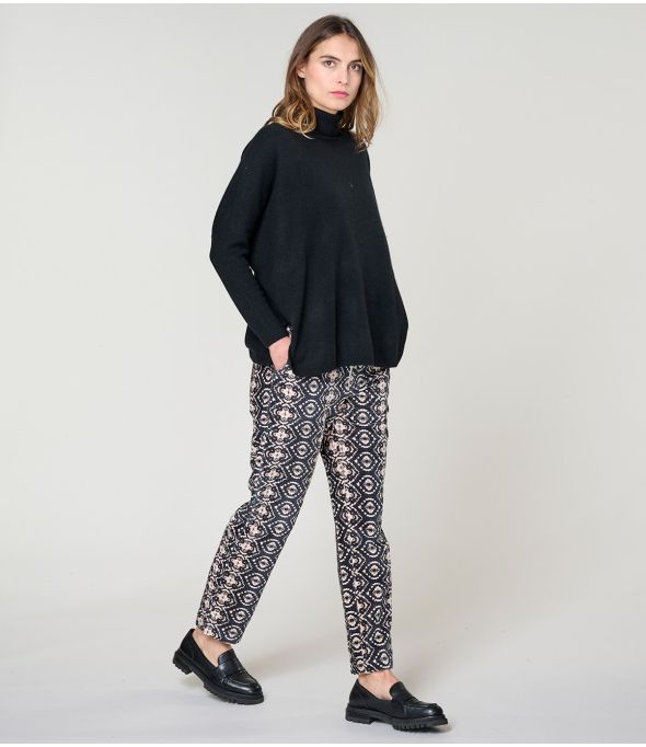 LENY BELEM PANTALONE NERO IN COTONE - - Storiatipic