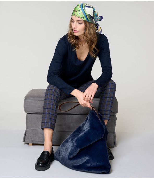 DODO FUR NAVY GROTE TAS in polyester - - Storiatipic