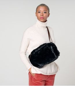 MEDIUM BLACK FUR FANNY PACK Tasche aus Polyester - - Storiatipic MEDIUM BLACK FUR FANNY PACK Tasche aus Polyester - - Storiatipic