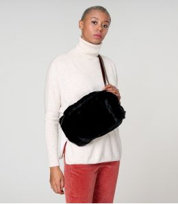 MEDIUM BLACK FUR FANNY PACK Tasche aus Polyester - - Storiatipic MEDIUM BLACK FUR FANNY PACK Tasche aus Polyester - - Storiatipic