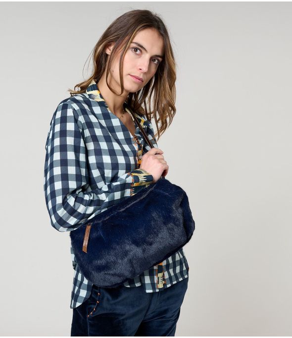 MEDIUM NAVY FUR FANNY PACK Tasche aus Polyester - - Storiatipic