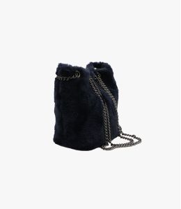 ALICE FUR NAVY SMALL BAG in Polyester - - Storiatipic ALICE FUR NAVY SMALL BAG in Polyester - - Storiatipic