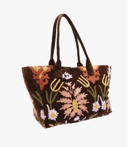 BORSA CRUISE BOTANIC MARRONE GRANDE IN COTONE - - Storiatipic BORSA CRUISE BOTANIC MARRONE GRANDE IN COTONE - - Storiatipic
