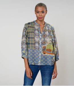 COCO DOLORES BLEU BLOUSE en Coton - - Storiatipic COCO DOLORES BLEU BLOUSE en Coton - - Storiatipic