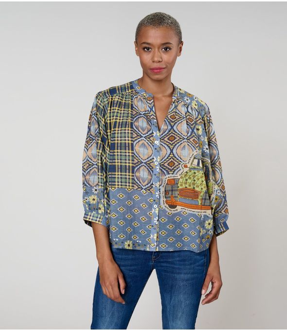 BLUSA COCO DOLORES AZUL en Algodón - - Storiatipic