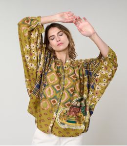COCO DOLORES GRÜNE BLUSE AUS BAUMWOLLE - - Storiatipic COCO DOLORES GRÜNE BLUSE AUS BAUMWOLLE - - Storiatipic