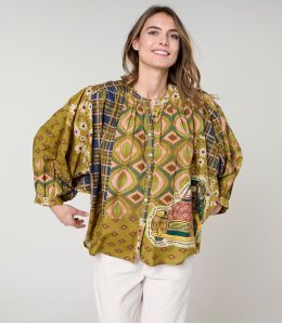 BLUSA COCO DOLORES IN COTONE VERDE - - Storiatipic BLUSA COCO DOLORES IN COTONE VERDE - - Storiatipic