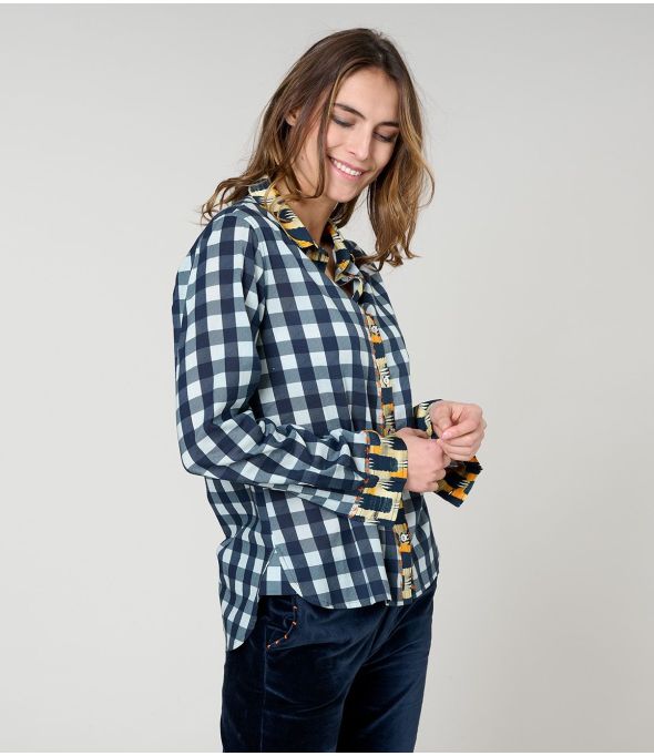 FRAN CHECK NAVY Camicia in cotone - - Storiatipic