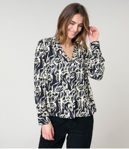 SARA PASTEL ZWARTE BLOUSE in viscose - - Storiatipic SARA PASTEL ZWARTE BLOUSE in viscose - - Storiatipic