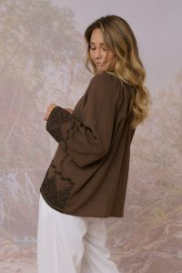 OLSEN UNI Blouses & Chemises en Double Gaz de Coton - - Storiatipic OLSEN UNI Blouses & Chemises en Double Gaz de Coton - - Storiatipic