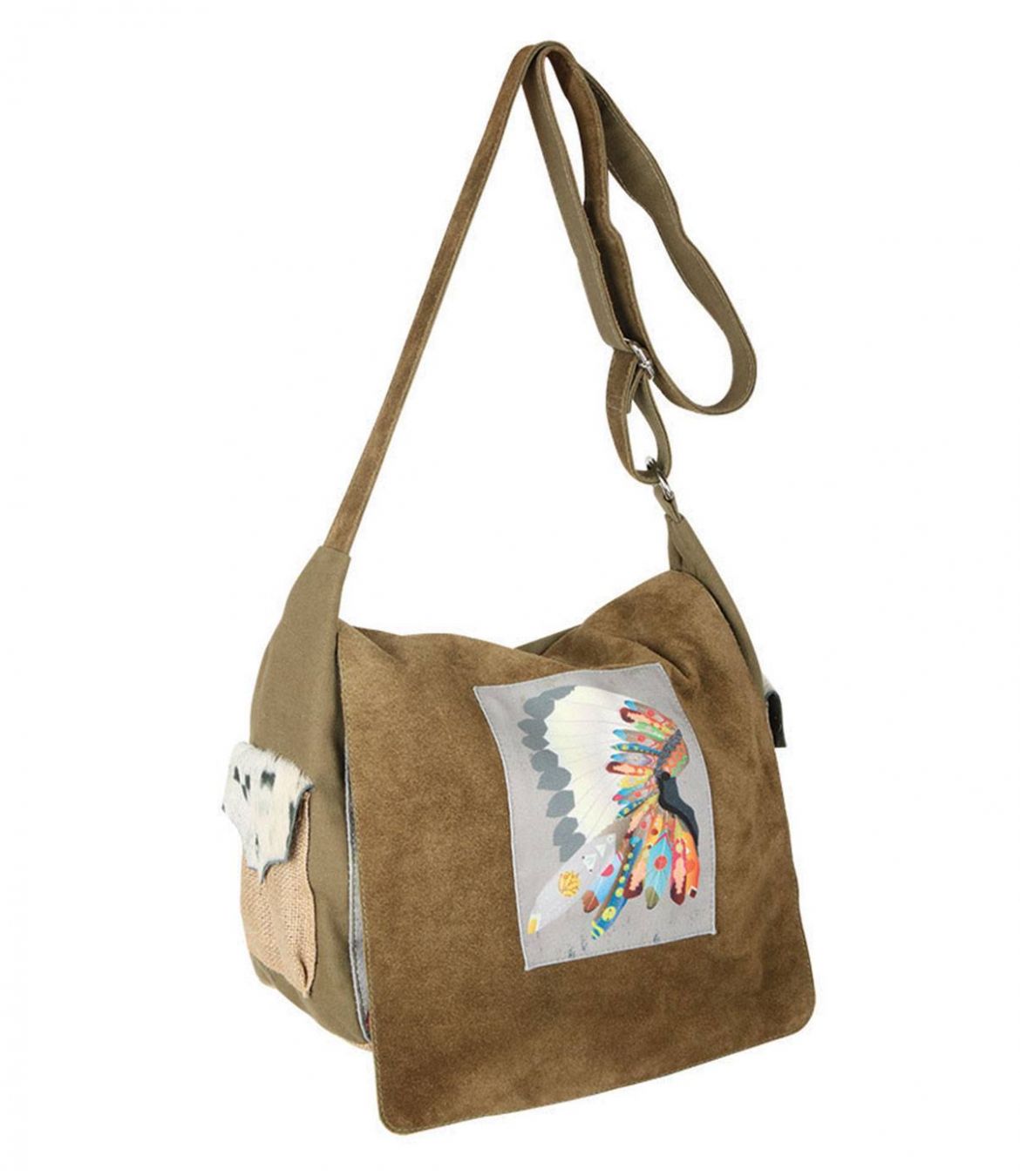 MESSENGER Cotton Bag, Women's Leather 30x26 cm Storiatipic - 1