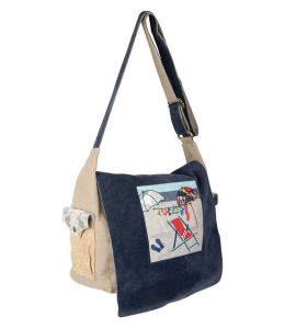 MESSENGER Cotton Bag, Women's Leather 30x26 cm Storiatipic - 2